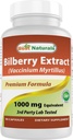 Best Naturals Bilberry Extract 1000mg καψάκιο (Non-GMO) Υποστηρίζει υγιή όραση, 90 κόμη