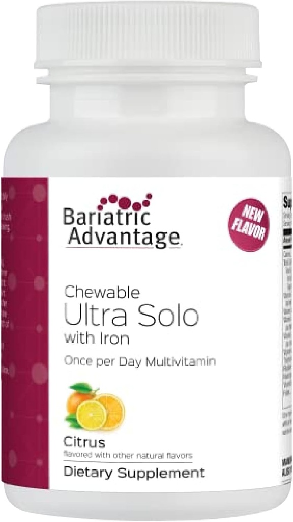 Bariatrik Avantajı Demir ile Kullanılabilir Ultra Solo - Bir Zamanlı Günlük Multivitamin - Bariatrik Hastalar - Thiamin, A & More - Gluten Free - Citrus - 30 Tabletler