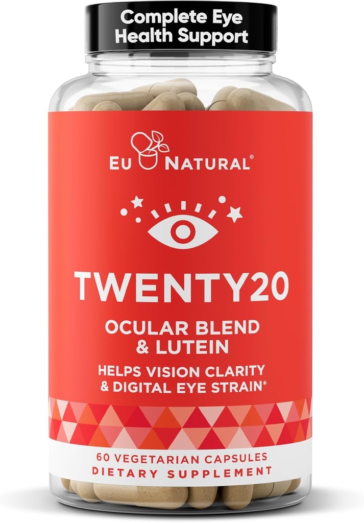 Yirmi20 Göz Vitaminleri - Maküler Sağlık, Göz Strain, Kuru Göz ve Vizyon Sağlık - Lutein & Bilberry Tür - 60 Soft Capsules