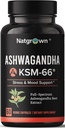 Natgrown Ashwagandha KSM 66 Supplement 600 mg - Stres, Mood, & Athletic Support - Organik KSM66 Kökleri - Vegan Capsules - 60 Count Count Count