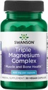 Swanson Triple Magnezyum Kompleksi - Mineral Supplement - Doğal Destek - Citrate, Hoffman & Aspartate - (30 Capsules, 400 mg Her)