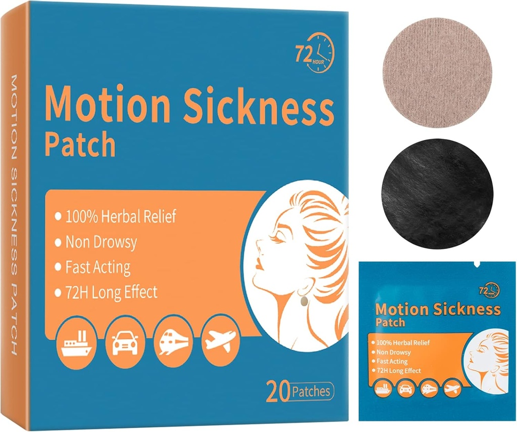 Sea & Motion Hastaness Patches - Dizziness Vertigo & Nausea Relief - Anti Vomiting Bands for Yetişkinler & Çocuklar - Cars Cruise Ships Airplanes Trens Bus & Diğer Formlar