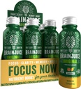 BrainJuice Brain Support Shot, Gluten Free Supplement Shots for Energy & Focus, Sağlıklı İçecekler Alpha GPC, Vitamin B & Organik Yeşil Çay Ekstra Caffeine, Peach Mango, 2.5 fl oz, 12 Pack