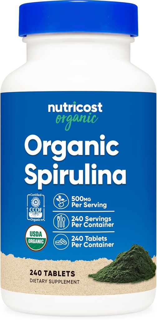 Nutricost Organik Spirulina 500 mg, 240 Tablet - Gluten Free, Non-GMO