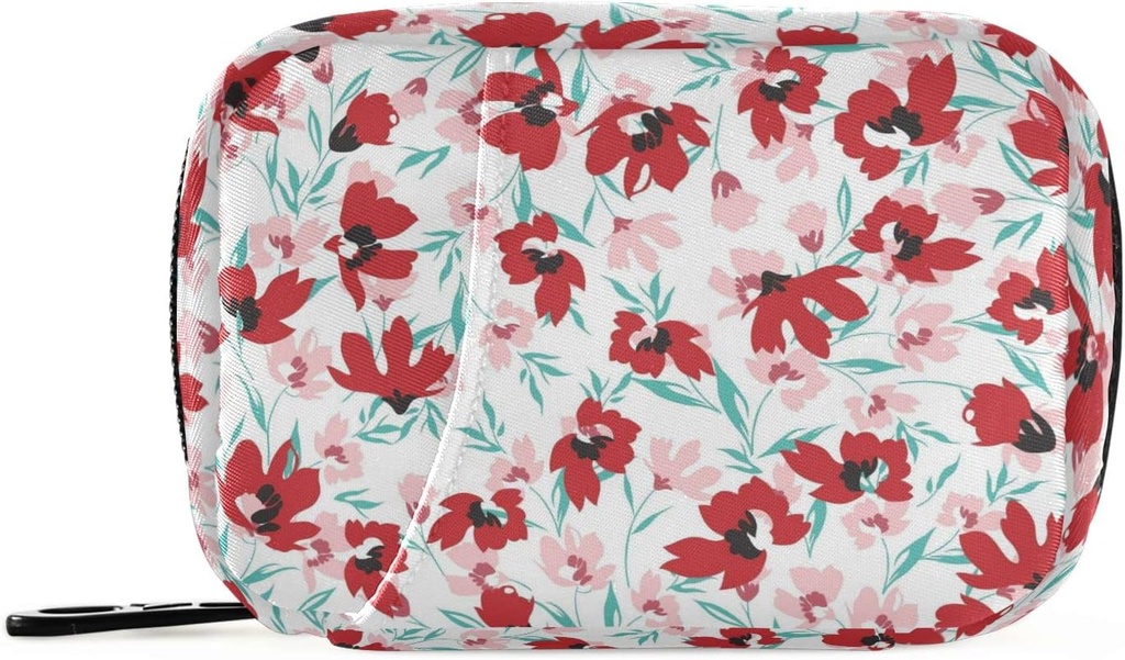 Κόκκινα ροζ λουλούδια Floral κουτί χαπιών 7 ημέρες τσάντα υπόθεση χαπιών τσάντα ταξιδιών με Zipper Φορητή εβδομαδιαία περίπτωση συμπαγές μέγεθος για τον κάτοχο συμπλήρωμα βιταμίνης