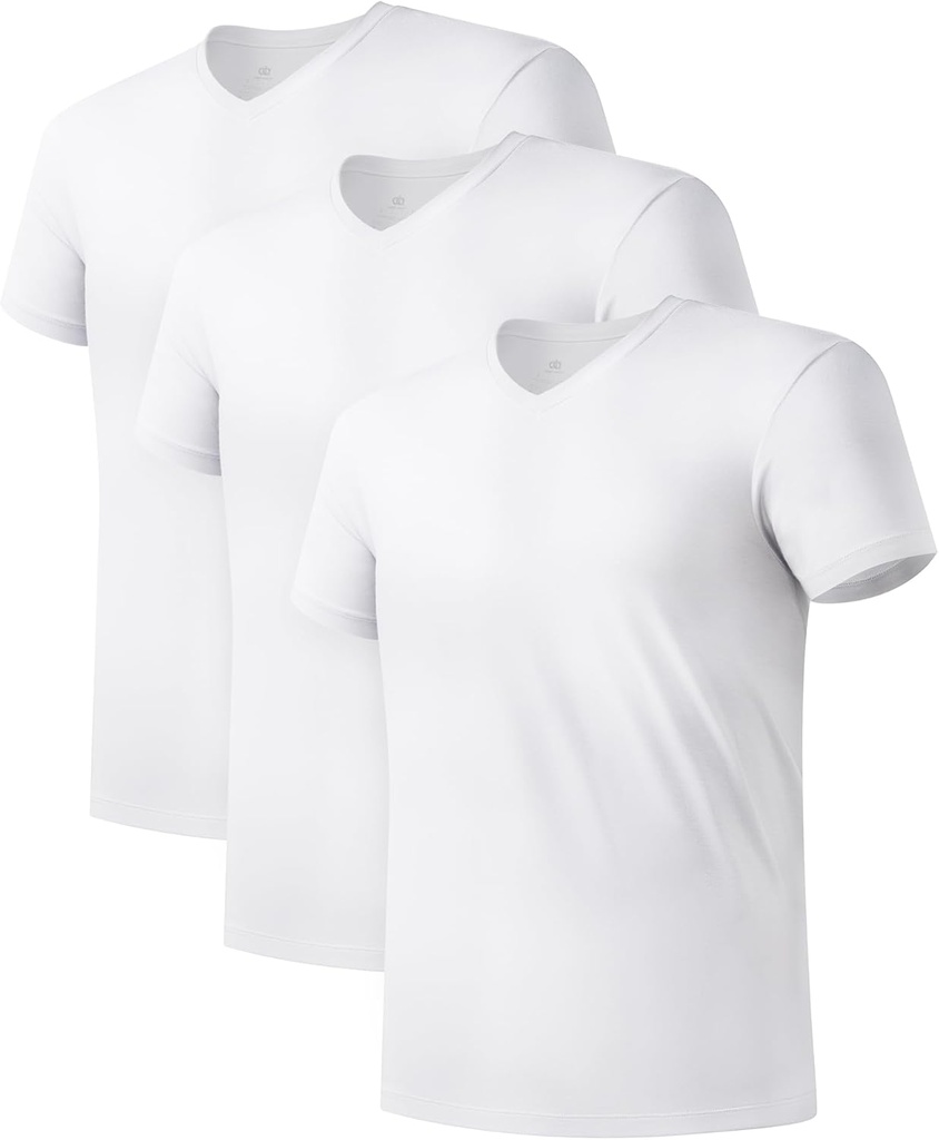 DAVID ARCHY Erkeklerin Elbiseleri Mikro Modal Ultra Yumuşak T-shirts Moisture-Wicking Crewneck/V-Neck Tees for Men, 3-Pack