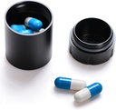 Portre Metal Küçük Pill Case, Aeroy Pill Box for Travel, Water Pill Box Organizer, Pocket Daliy Pill Holder Pill Konteyner for Medicine Vitamin Fish Oils (Black)