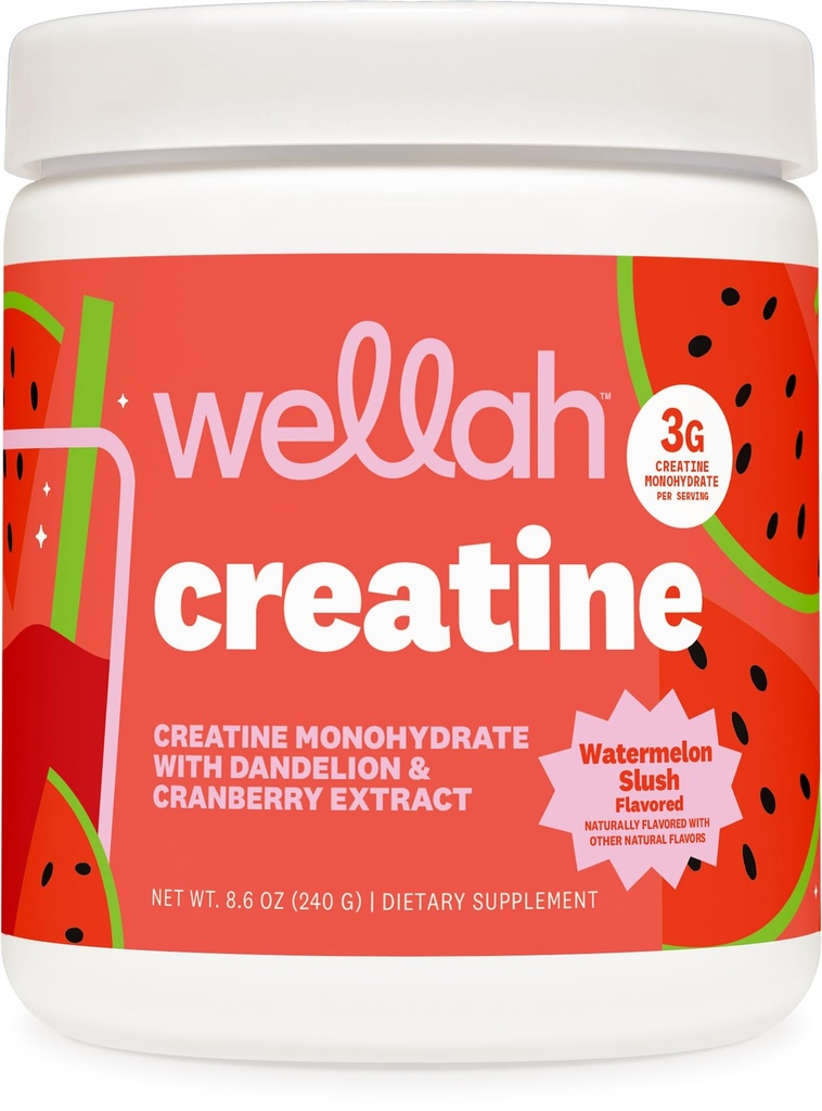 Wellah Creatine for Women - Creatine Monohydrate with Dandelion & Cranberry Extract (50 Servings, Watermelon Slush)