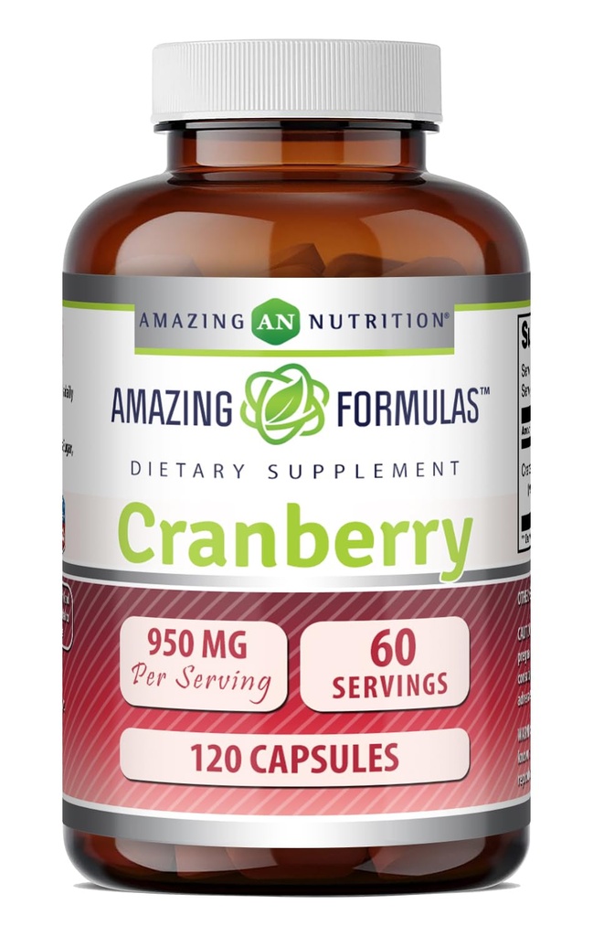 Amazing Formulas Cranberry Extract | 950 Mg Per | 120 Capsules Supplement | Non-GMO, Gluten Free, Made in USA