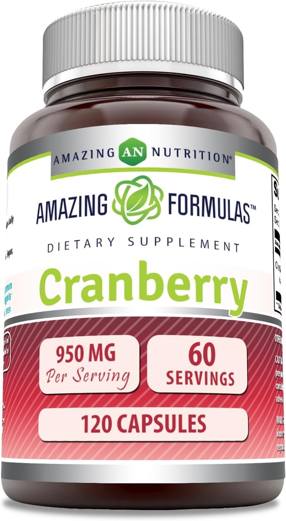 Amazing Formulas Cranberry Extract | 950 Mg Per | 120 Capsules Supplement | Non-GMO, Gluten Free, Made in USA