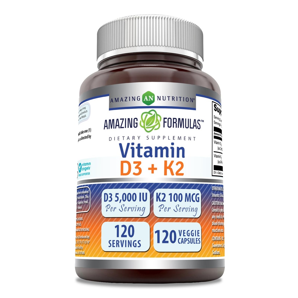 Amazing Formulas Βιταμίνη D3 5000 IU με βιταμίνη K2 100 Mcg 
