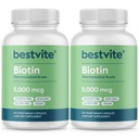 BESTVITE Biotin 5000mcg (240 Vejetaryen Capsules) (120 x 2) - Stearates - No Flow Agents - Vegan - Non GMO - Gluten Free - Saç, Skin, Nails