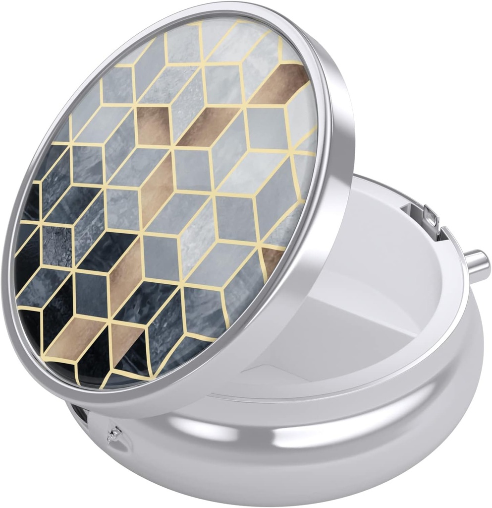 Nipichsha κουτί χάπι, μικρή θήκη χάπι για το πορτοφόλι & τσέπη, χαριτωμένο ταξιδιωτική ιατρική Organizer, φορητός κάτοχος δοχείου ιατρικής για να κρατήσει βιταμίνες, φαρμακευτική αγωγή, ιχθυέλαιο & συμπληρώματα, χρυσό διαμάντι