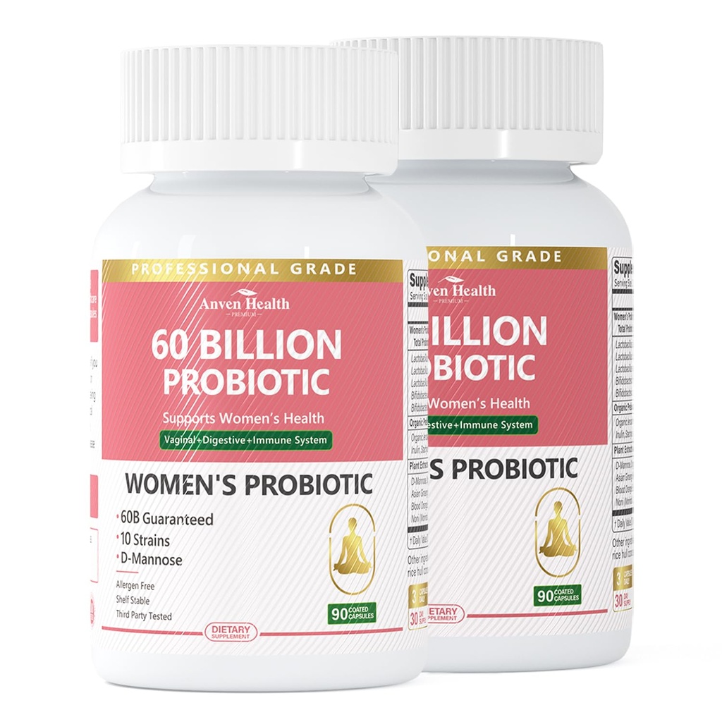 Kadınlar için Probiyotikler ve Prebiyotikler pH Denge & Digestion - 60 Milyar Vaginal Probiyotik ile Gut, Urinary, Immune Health, Vegan & Non-GMO | 180 Capsules