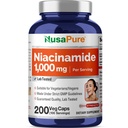 NusaPure Niacinamid 1000 mg 200 Veggie Capsules (Non-GMO, Vegan) Flush Free