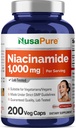 NusaPure Niacinamid 1000 mg 200 Veggie Capsules (Non-GMO, Vegan) Flush Free