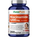 NusaPure Niacinamide 1000mg 200 κάψουλες λαχανικών (Non-GMO, Vegan) Flush Free