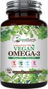 Vegan Omega 3 - Carrageenan Free Plantive Algal DHA/EPA- 60 Veggie Softgels - Beyin, Kalp ve Prenatal Sağlık - Temel Fatty Asits Supplements