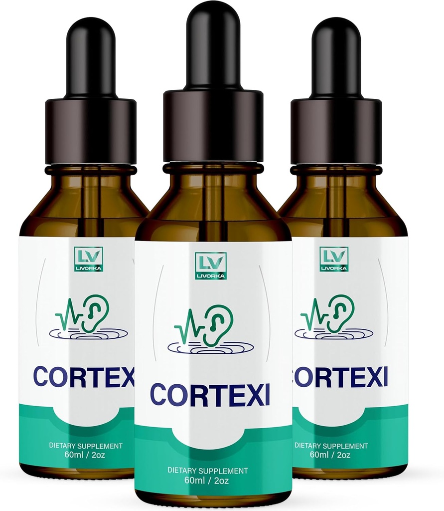 LIVORKA Cortexi Oral Drops to Drink - Formula for Ear Health, İşitme Desteği - 3 Şişenin Paketi (90 Day Supply)