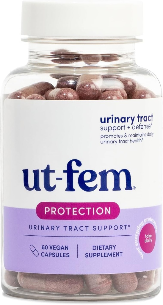 UT-Fem Protection - Kadınlar için Urinary Tract Savunması, 3in-1 Günlük Savunma Formülü Urinary Tract Health, D-Mannose, Cranberry + Hibiscus, Natural Supplement - 60 Vegan Capsules