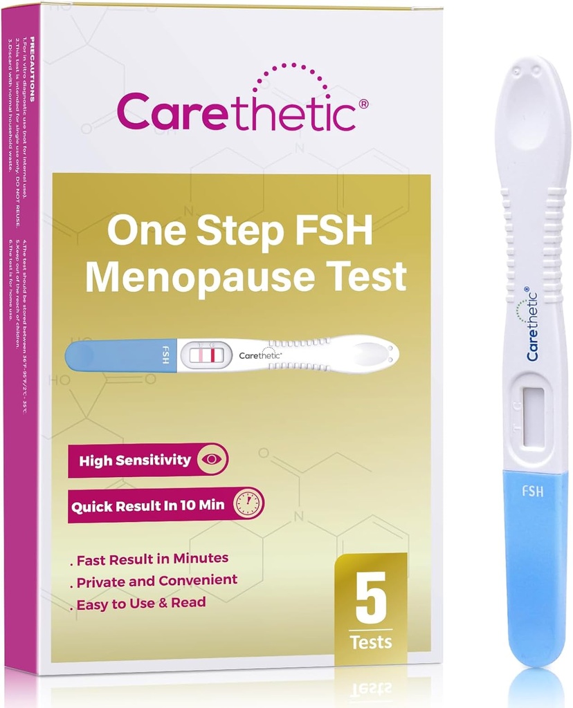 [5 Pack] Carethetic FSH Menopause Test Kit - Midstream at-Home Menopause Test, High-Sensitivity FSH Algı için Test ve Fertness İzleme