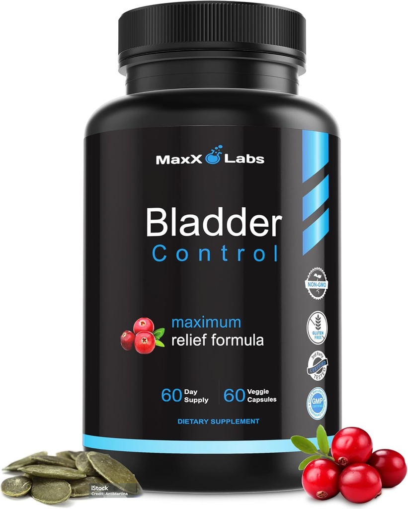 Bladder Control Supplement - Overactive Bladder Control Pills - Glitter Seed Oil, Cranberry Extract & Vitamin D3 - Kadınlar ve Erkekler için Acil Tract Tedavisi - 60Ct