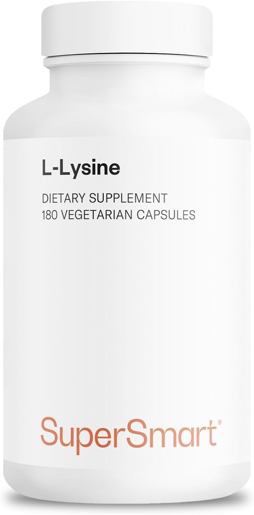 Supersmart - L-Lysine 6000 mg per Day (High Strength) - Essential Platinum Acid Lysine Supplement | Non-GMO & Gluten Free - 180 Vegetarian Capsules