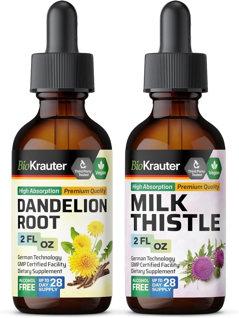 BIO KRAUTER Dandelion Βάμμα 2 Fl. Oz. & Γαϊδουράγκαθο Γάλα Βάμμα 2 Fl. Oz.