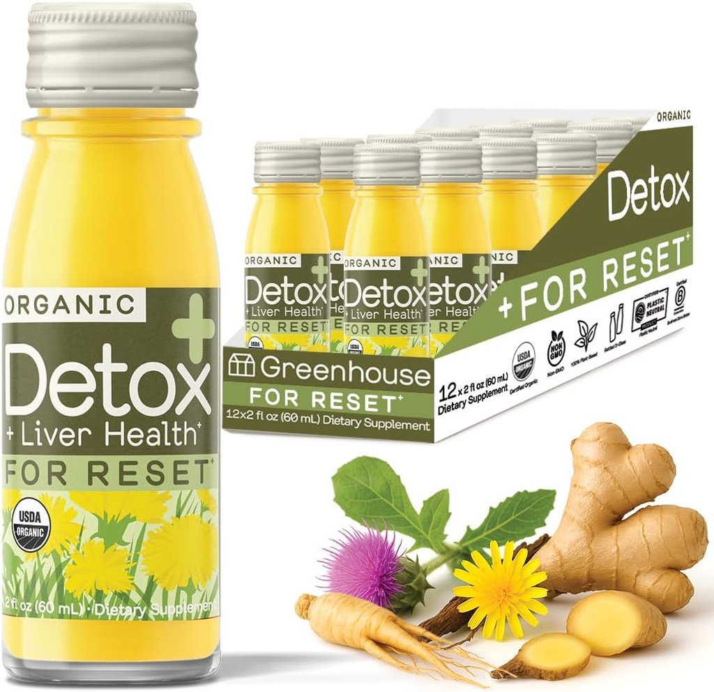 Sera Suyu Detox Wellness Shots Organik Immunity Shots Juice Liver Health Wellness + Anti-Inflammatory with Ginseng, Milk Thistle, and Dandelion Vegan & Gluten-Free (2 Oz, Pack of 12)
