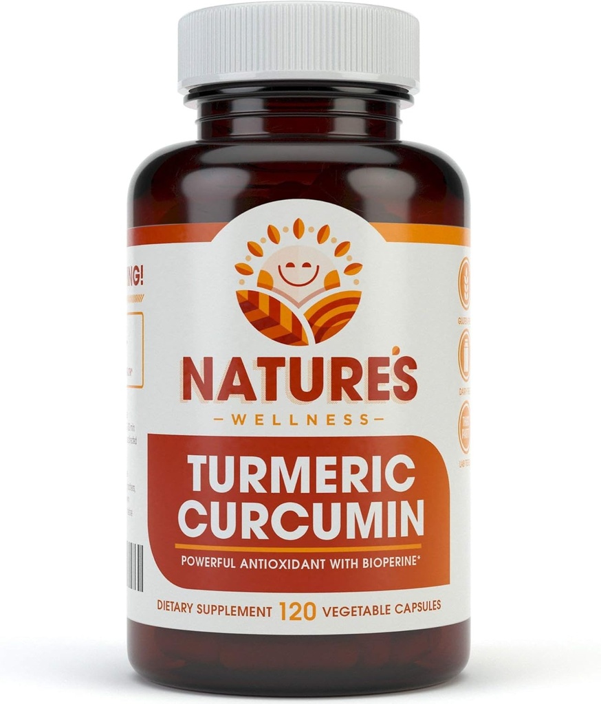 1600 mg Organik Turmeric Curcumin w/Bioperin ve Black Pepper | Non-GMO | Doğal Ortak Destek | En Yüksek Potency with 95 Standardized Curcuminoids | Gluten Free | 120 Vegetarian Caps