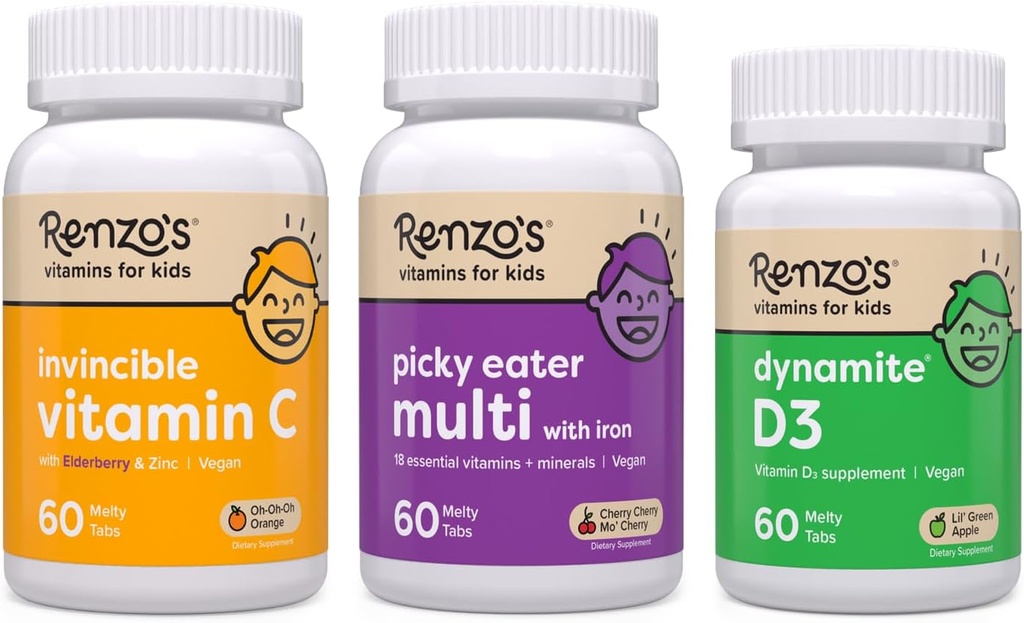 Renzo'nun Vitaminleri Immunity Builder Sche - Immune Support için Yaşlı ve çinko ile C vitamini, Picky Eater Kids Multivitamin ve D3 Vitaminleri