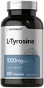 Horbäach L-Tyrosine 1000mg | 250 Capsules | Amino Acid Supplement | Non-GMO & Gluten Free