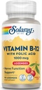 SOLARAY Vitamin B-12 1000mcg Folic Acid | Natural Cherry Flavor | Sağlıklı Enerji Desteği | 90CT