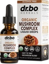 Organic Lions Mane Mushroom Complex - Mushroom Συμπλήρωμα Υγρές σταγόνες Βάμμα για Εστίαση, ομίχλη, Συμπληρώματα Εγκεφαλικής Υγείας - Vegan, Herbal Organic Lion's Mune Mushrooms, Reishi, Turkey Tail Extract 1oz