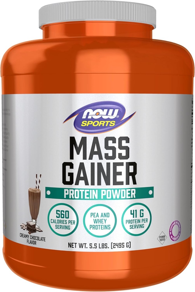 Şimdi Gıdalar Spor Kitleleri Protein Tozu, Kremy Chocolate Flavor, Pea ve Whey proteini, 5.5 lbs.