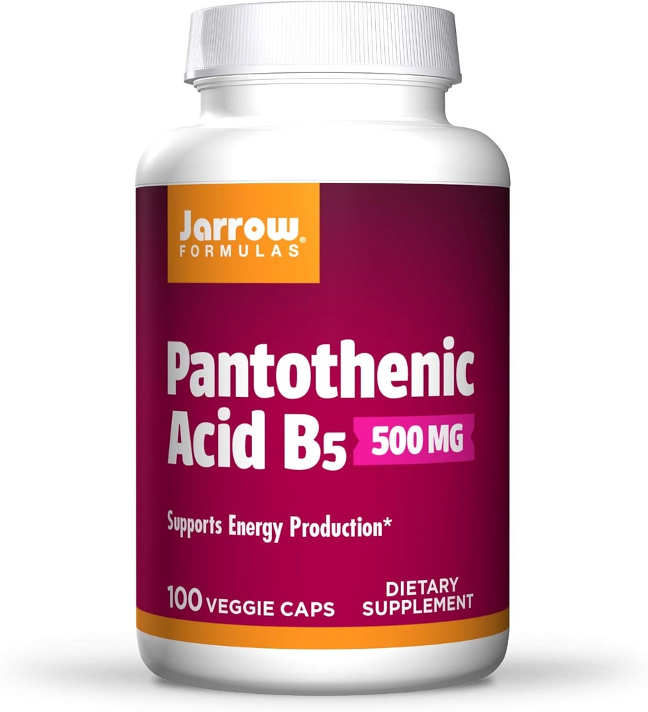 Jarrow Formulas Pantothenic Acid B5 500 mg - 100 Veggie Caps - Απαραίτητη βιταμίνη Β - Ενεργειακή Παραγωγή & Μεταβολισμός Υποστήριξη - 100 Μερίδες, Συσκευασία των 3
