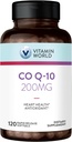 World Vitamin CoQ10 200 mg Softgels, Coenzyme Q10 Antioksi Destek, Kalp Sağlığı ve Enerji Üretimi, Gluten Free, 120 Hızlı Yayın Softgels