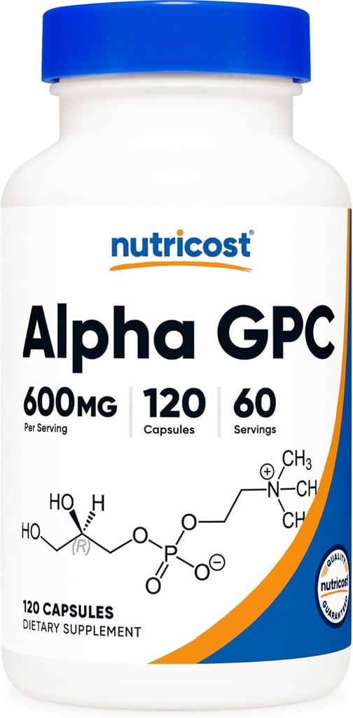Nutricost Alpha GPC 600 mg, 120 Vegetarian Capsules - Non-GMO ve Gluten Free, 300 mg Per Capsule