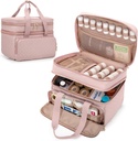Yarwo Pill Şişe Organizer Boş, Çift Katmanlar Tıp Seyahat Depolama Bag, Prescription Şişes ve Acil İlk Yardım malzemeleri için 5 Özel Bölücü ve Lockable Hologramla, Pink Layers