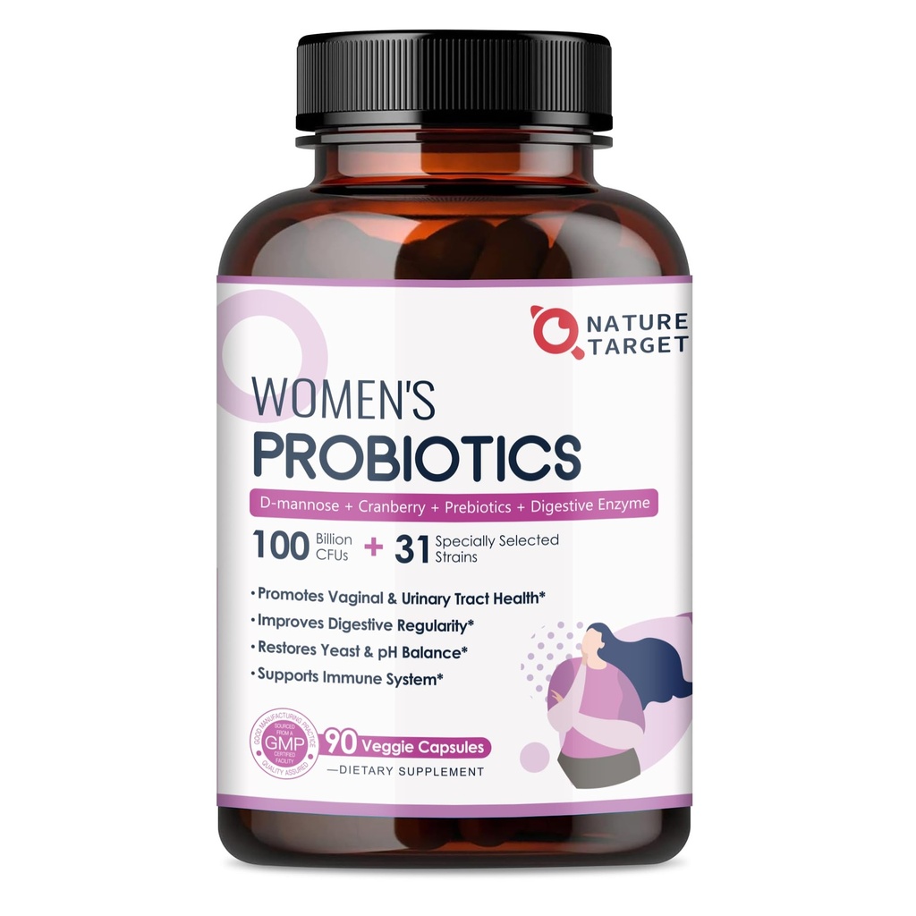 Kadınlar için özür dilerim, 100 milyar CFUs Probiyotik with Digestive Enzymes & Prebiyotiks, Vaginal Probiyotiks with Cranberry for Urinary Tract Health, PH Balance, 90 Veggie Capsules
