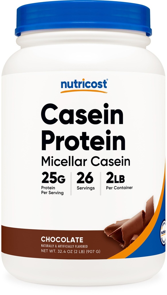 Nutricost Καζεΐνη Πρωτεϊνη Σκόνη 2lb Σοκολάτα - Micellar Καζεΐνη, Χωρίς γλουτένη, Μη ΓΤΟ