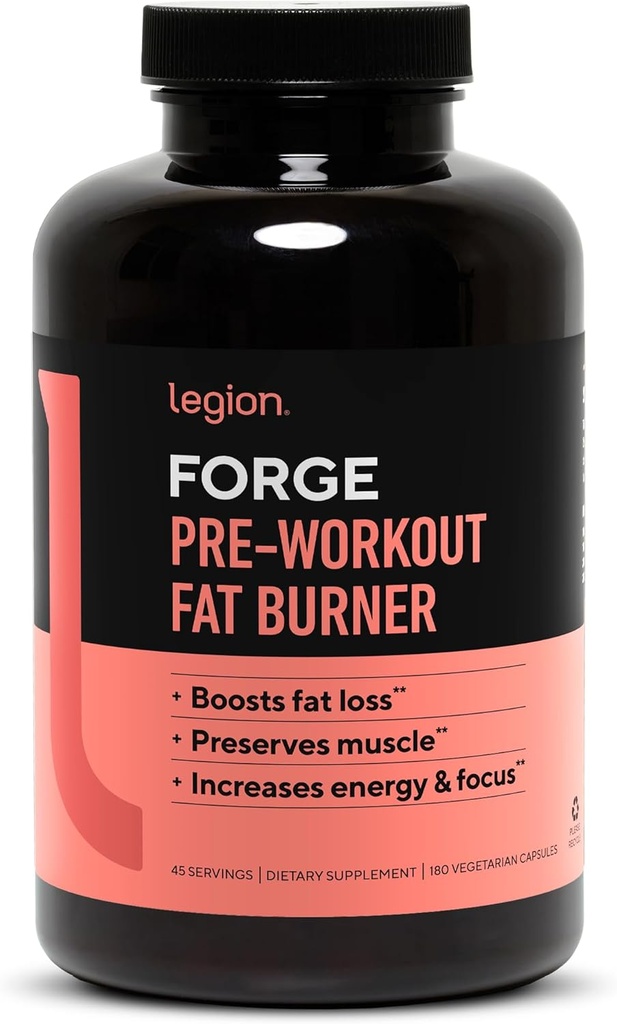 LEGION Forge Fasted Fat Burner - Termogenic Fat Burner, Hedef Stomach Fat ve Trim Belly Fat, HMB Supplement, Choline. Tüm Doğal, 45 Hizmetler...., 180 Kont (4000 of 1)