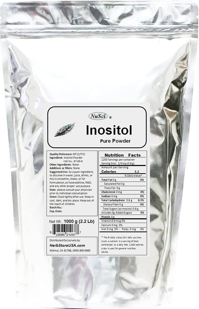 Ινοσιτόλη Μαζική καθαρή σκόνη 1000g (2.2 lb) NF12 & FCC ποιοτικό πρότυπο