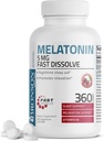 Bronson Melatonin 5 mg Fast Dissolve Cherry Flavor Tabletleri B6 - Nighttime Sleep Aid - Rahatlama, 360 Vegetarian Chewable Lozenges