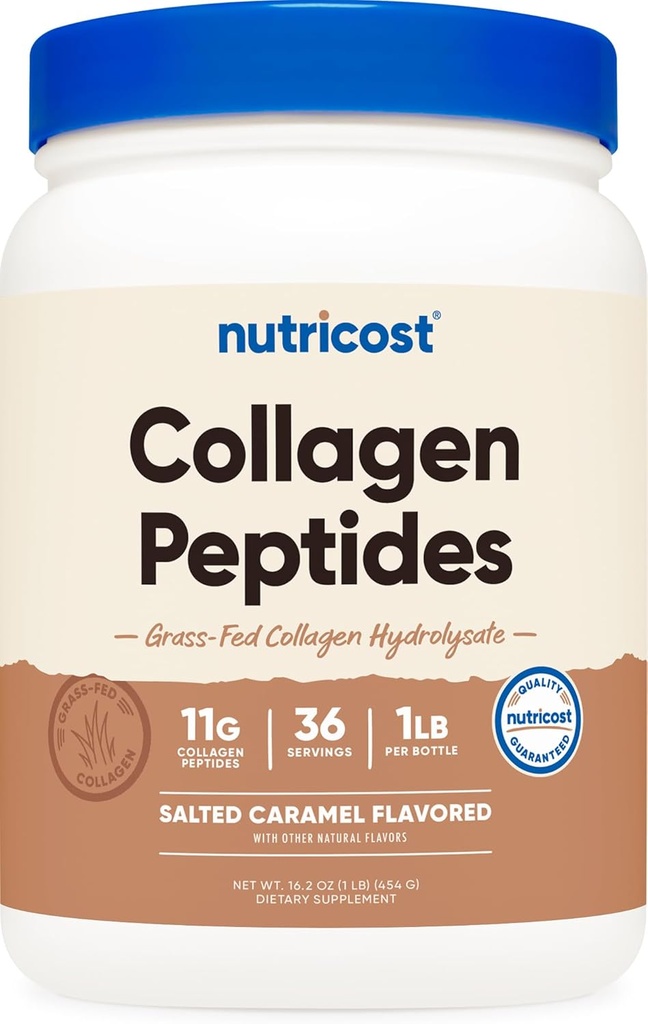 Nutricost Collagen Hydro Toz 1LB (454 G) (Salted Caramel) - Grass Fed Bovine Collagen Hydrolysate