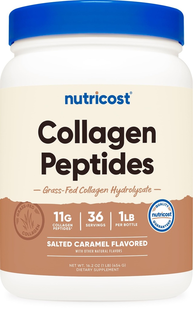 Nutricost Collagen Hydro Toz 1LB (454 G) (Salted Caramel) - Grass Fed Bovine Collagen Hydrolysate