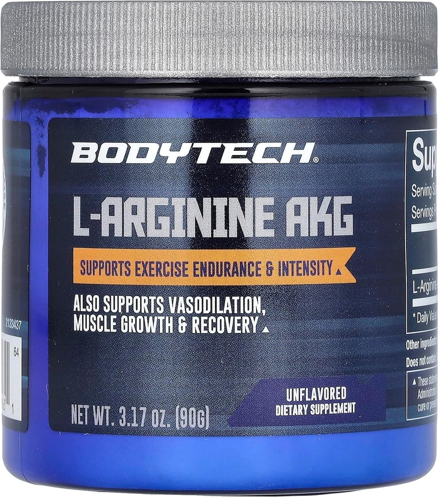 BODYTECH L-Arginine AKG 3000MG - Endurance & Intensity, Kas Büyüme ve Kurtarma, Vasodilasyon, Nitrik Çimento (3.17 Ounce Toz)