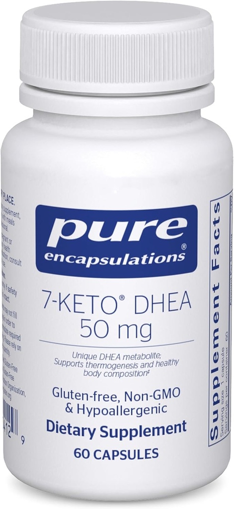 Saf Encapsulations 7-Keto DHEA 50 mg | Benzersiz DHEA Metabolite Supplement to Support Thermogenesis and Health Body Piano* | 60 Capsules