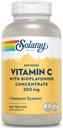 SOLARAY Buffered Vitamin C 500mg - with Bioflavonoids, Rose HIPS and Acerola Cherry - Immune Support Supplement - Easy to Digest, Vegan, Lab Verified, 60-Day Guarantee - 250 Servings, 250 VegCaps