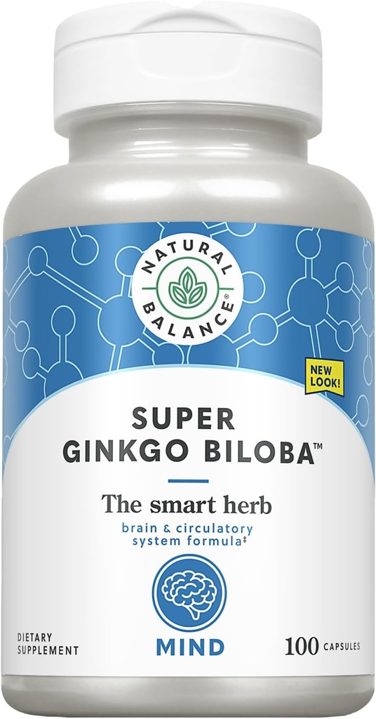 Doğal Denge Super Ginkgo Biloba Plus | Brain & Circulation Formula to Help Focus, Memory & Blood Flow | with Gotu Kola | 100ct, 50 Serv.
